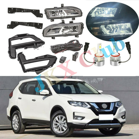 LED Bulb Light Fog Lamp Bumper Cover Wire Kit For Nissan Rogue X-Trail 2017-2020