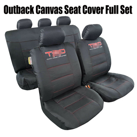 For Tacoma 1998-2021 Waterproof Durable Black Canvas Car Seat Covers Full Set
