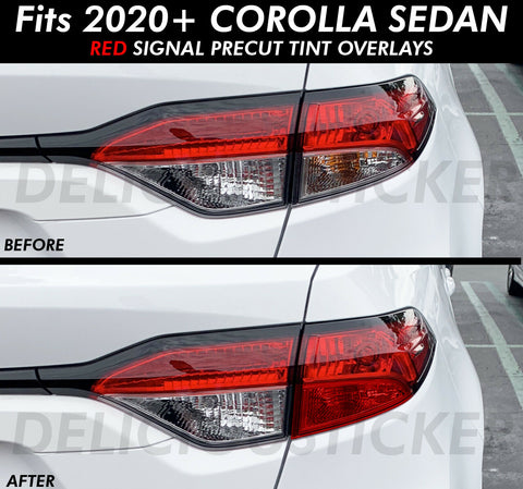 RED SIGNAL Tail Light Rear Overlay PreCut Tint Vinyl Decal For Corolla Sedan