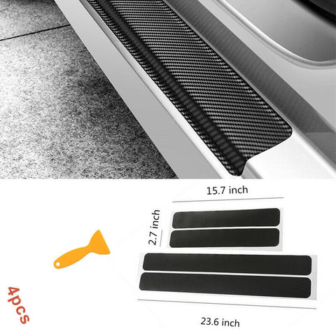 Parts Carbon Fiber Car Door Sill Scuff Stickers Plate Edge Guard Pedal Strip 4pc