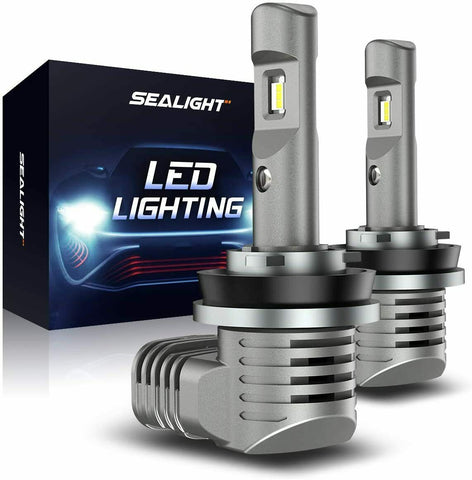 2X SEALIGHT S2 H11/H8/H9 LED Headlight Bulbs 6000K White LED Low Beam/Fog Light