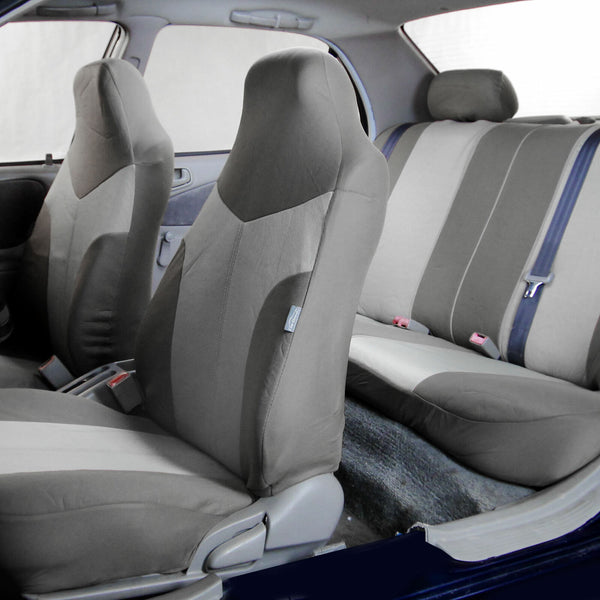 Universal Highback Seat Covers Full Cover Set For Auto Car SUV 2 Tone Gray