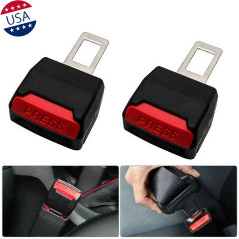 2x Car Auto Safety Seat Belt Buckle Extension Alarm Extender Black Universal SUV
