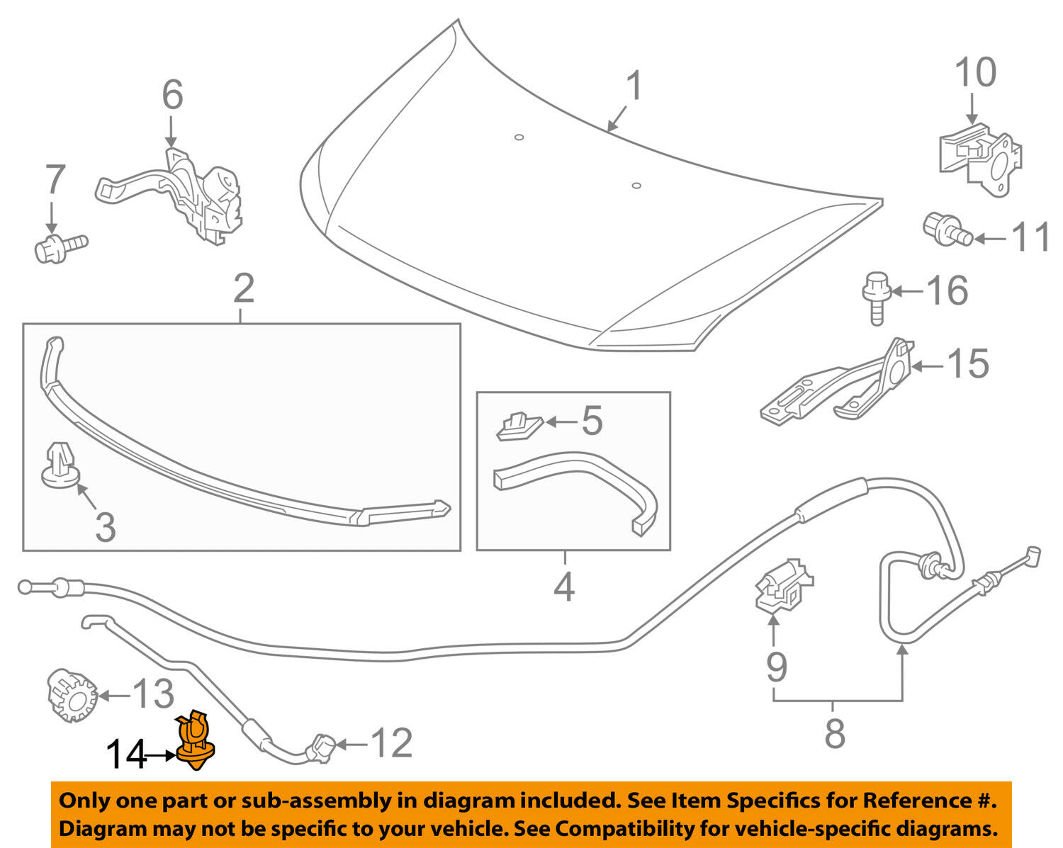 HONDA OEM 11-17 Odyssey Hood-Support Rod Clip 90672SNAA01