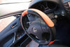 New Design Black & Orange Slip-On Steering Wheel Cover PVC Leather Size Small