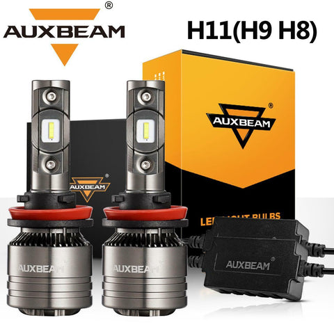 AUXBEAM LED Headlight H8 H9 H11 Fog Bulbs Kit+Canbus Decoder Temperature Control