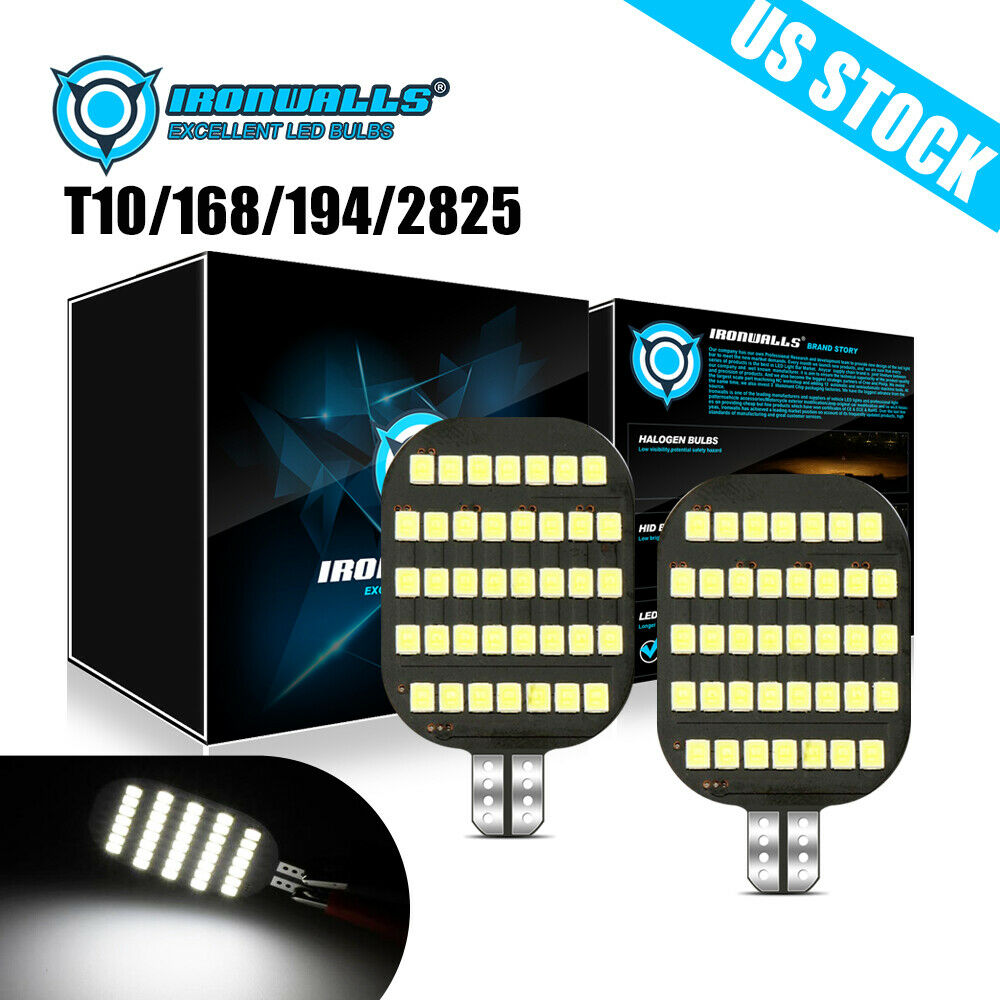 IRONWALLS T10 LED License Plate Light Bulb 6000K Super Bright White 168 2825 194