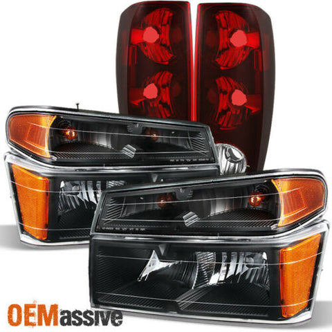 Fit 04-12 Chevy Colorado GMC Canyon Black Headlights + Tail Lights 2004-2012