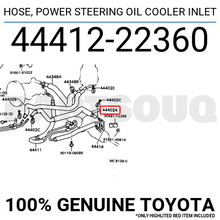 4441222360 Genuine Toyota HOSE, POWER STEERING OIL COOLER INLET 44412-22360