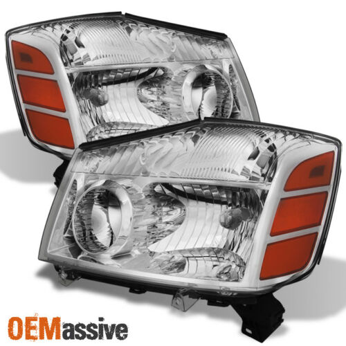 Fits 2004-2015 Titan 2005-2007 Armada Clear Headlights Lamps Pair Replacment Set