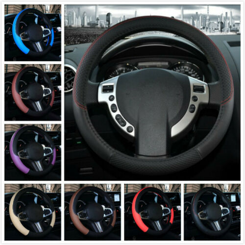 PU Leather Car Steering Wheel Cover Anti-slip Protector Fit For 38cm Accessories