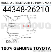4434826210 Genuine Toyota HOSE, OIL RESERVOIR TO PUMP, NO.2 44348-26210
