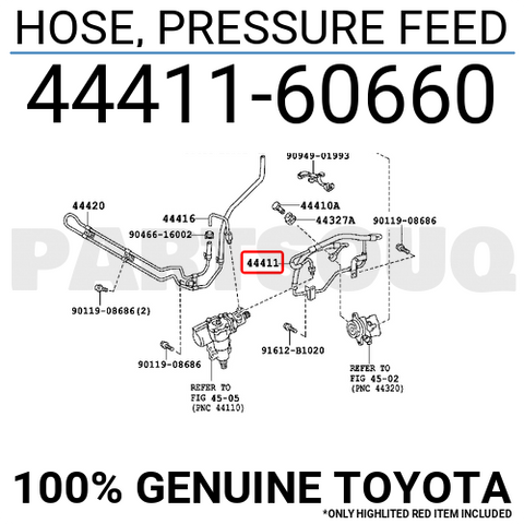 4441160660 Genuine Toyota HOSE, PRESSURE FEED 44411-60660
