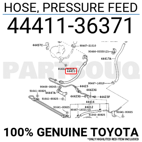 4441136371 Genuine Toyota HOSE, PRESSURE FEED 44411-36371
