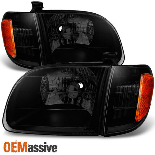 Fits 2000-2004 Toyota Tundra Regular | Access Cab [Black Smoke] Headlights Pair