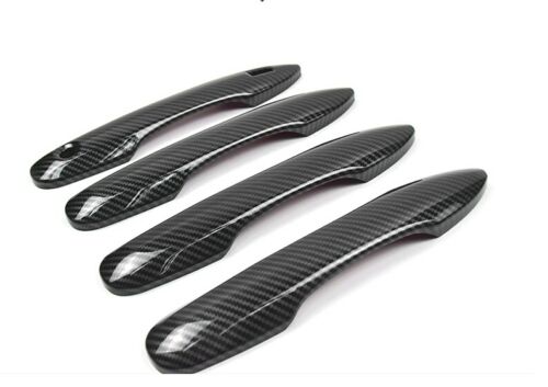 Gloss Carbon Fiber Print Door Handle Plastic Covers Protector For 19-20 Corolla