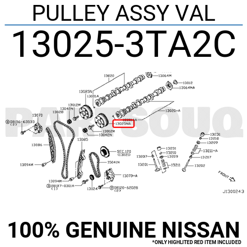 130253TA2C Genuine Nissan PULLEY ASSY VAL 13025-3TA2C