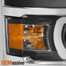 Fit 2014-2015 Silverado 1500 Black LED DRL U Neon Bar Style Projector Headlights