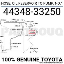 4434833250 Genuine Toyota HOSE, OIL RESERVOIR TO PUMP, NO.1 44348-33250