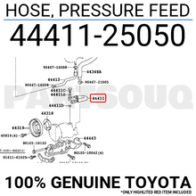 4441125050 Genuine Toyota HOSE, PRESSURE FEED 44411-25050