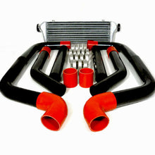 High Quality 2.5" Aluminum Intercooler 8Pc Clamp Red Copulers Black Piping Kit