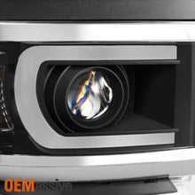 Fit 2014-2015 Silverado 1500 Black LED DRL U Neon Bar Style Projector Headlights