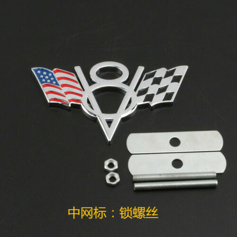 V8 American US USA United State Chrome Metal Front Emblem Badge For Toyota Car