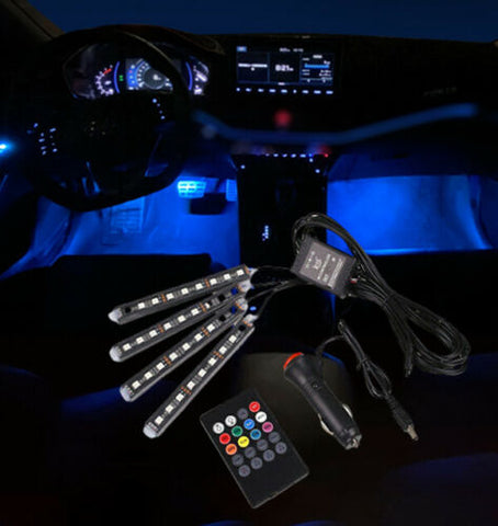 4X 36 LED Car SUV Interior Decor Neon Atmosphere Light Strip Music Control Color