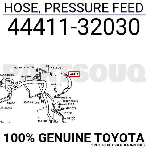 4441132030 Genuine Toyota HOSE, PRESSURE FEED 44411-32030
