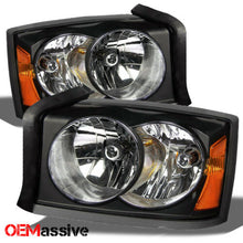 Fit 2005 2006 2007 Dodge Dakota Black Bezel Replacement Headlights L+R Headlamps