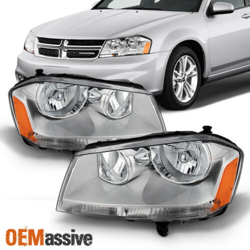 Fit 2008-2017 Dodge Avenger Replacement Headlights Headlamps L+R 2009 2010