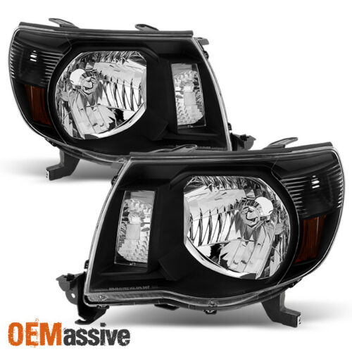 Fits 2005-2011 Toyota Tacoma Black Headlights Lamps Replacement 06 07 08 09 10