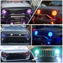 7" RGB LED Halo Headlights + Fog Light Combo Kit For Jeep Wrangler JK 2007-2017