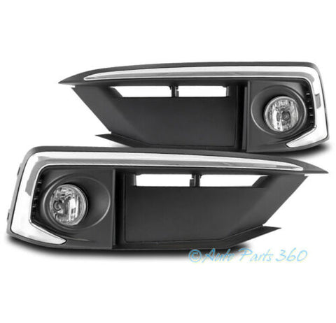 For 19-20 Honda Civic Coupe/Sedan Bumper Driving Fog Light Chrome w/Bezel+Switch