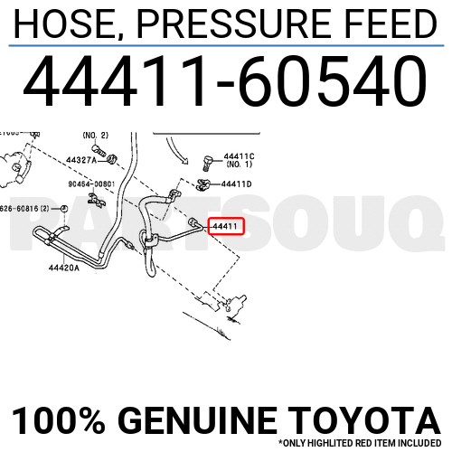 4441160540 Genuine Toyota HOSE, PRESSURE FEED 44411-60540