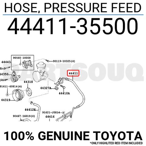 4441135500 Genuine Toyota HOSE, PRESSURE FEED 44411-35500