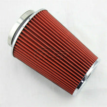76mm Car Air Filter Air Intake Filter Tapered Cone Pod Red Lengthened Universal