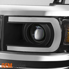 Fit 2014-2015 Silverado 1500 Black LED DRL U Neon Bar Style Projector Headlights