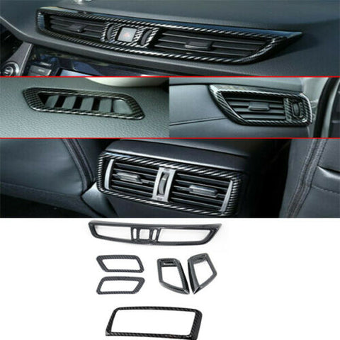 Carbon Fiber Style Air Vent Outlet Cover Trim For Nissan Rogue X-trail 2014-2019