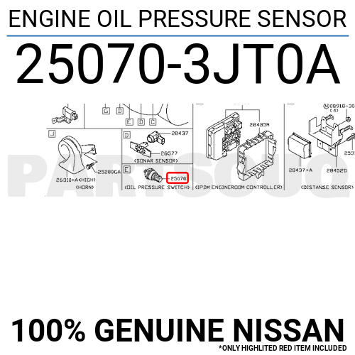 250703JT0A Genuine Nissan ENGINE OIL PRESSURE SENSOR 25070-3JT0A