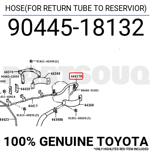 9044518132 Genuine Toyota HOSE(FOR RETURN TUBE TO RESERVIOR) 90445-18132