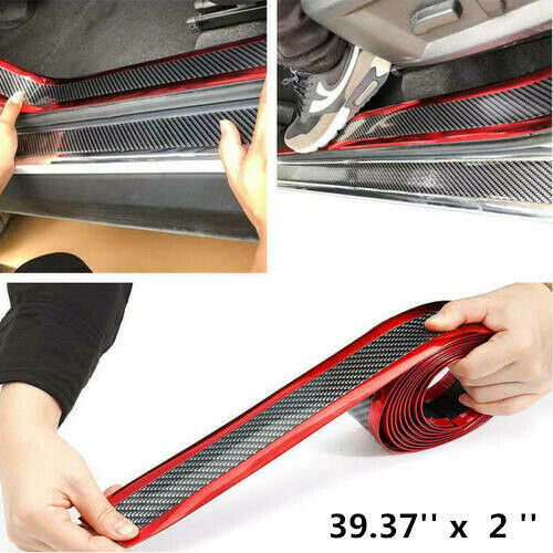 Carbon Fiber Rubber Bumper Strip DIY Door Sill Edge Guard Car Stickers