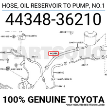 4434836210 Genuine Toyota HOSE, OIL RESERVOIR TO PUMP, NO.1 44348-36210