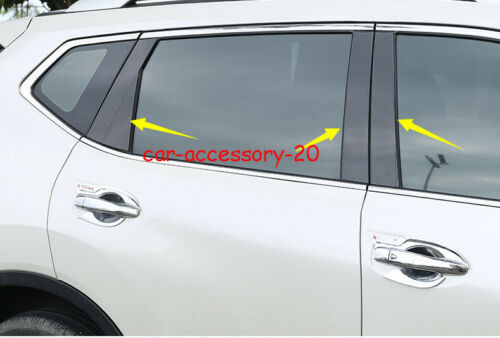 Carbon fiber Car Door Window Pillar Post trim For Nissan Rogue X-Trail 2014-2020