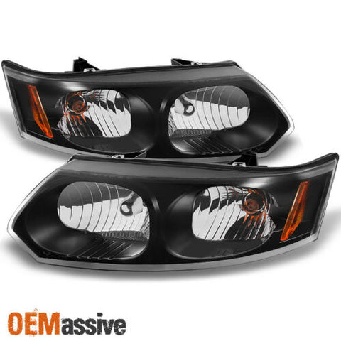 Fit 03-07 Saturn Ion 4 Doors Sedan Black Headlights Replacement L+R