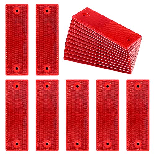 Swpeet 20Pcs Universal Red + White Plastic Rectangular Stick-on Car Reflector Sticker, Door Reflectors Interior Red + White Compatible Warning Plate Adhesive Reflector for Most Car