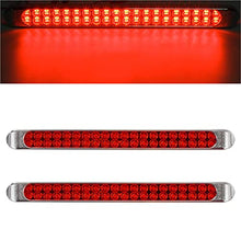 Partsam Waterproof 17" Inch High Power 40 LED Red Utility Trailer Truck RV Stop Tail Turn 3rd Brake Marker Identification Light Bar w/Chrome Bezel (Pack of 2)