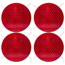 3" Inch Round DOT-SAE Amber/Red High Visibility Reflective Stick-On Prism Reflector | Strong Adhesive/Weatherproof | Trailer Camper RV Flatbed Fender Property Boat Marine (Red, Qty 4)